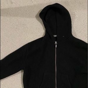 black fleece PINK hoodie cropped